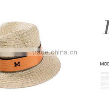 Ladies Promotional Alphabet M Caps With Ribbon Straw Panama Hat Cheap photo-2