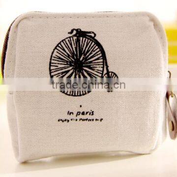 Square shape retrostyle canvas coin bag/coin purse