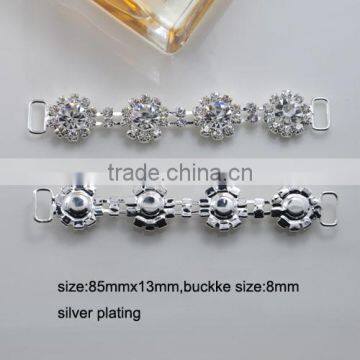 (M0836) 85mmx13mm crystal chain for napkin use,silver plating,buckle size:8mm