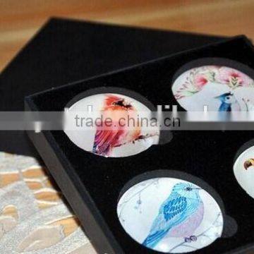 Customized round dome glass magnet 4pcs magnet in plastic case , glass fridge magnet