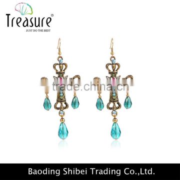 wholesale rhinestone women fashion gold crown plated earring for women in 2016