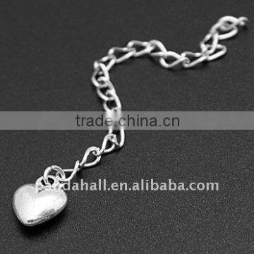 Brass End Chains, with Tibetan Style Pendants, Nickel Color, Brass Side Twist Chains: 3.4x1.4mm(FIND-JF00028)