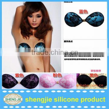 Lace design self adhesive girls silicone sexy bra