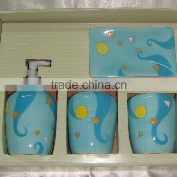 Ceramic hand-printed wholesal ceramic bath gift set with full hand painted