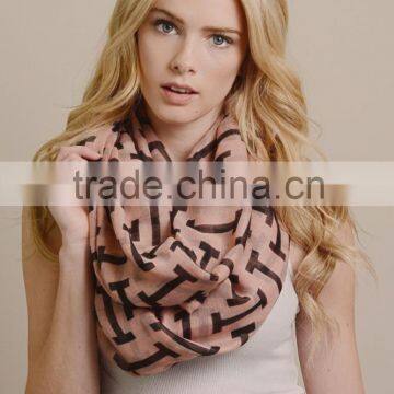 Spring Fashion Yael Accessories Letter I Printed Infinity Scarf 2016