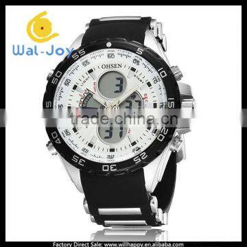 WJ-5262 rubber strap fashion best selling waterproof double movement men digital sport wrist watches