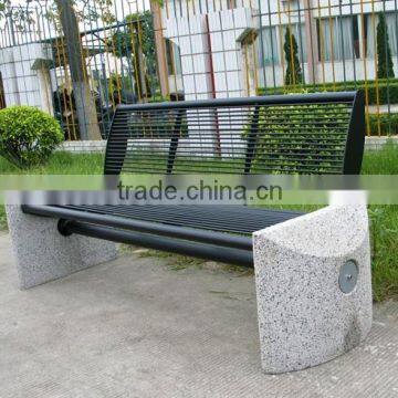 Stone and metal outdoor furniture garden bench