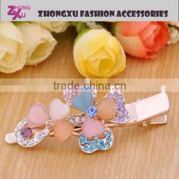 custom latest hot sale rhinestone ladys crystal flower alligator hair clips