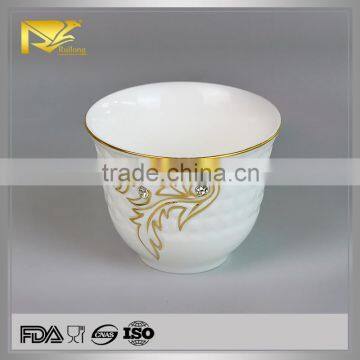 ceramic kawa cup, tea cup with gold rim