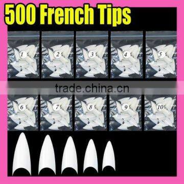 500 White French Nail Tip Nail Art Acrylic UV GEL HN132