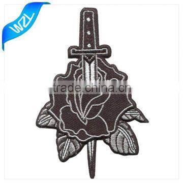 Famous Clothing Brand Dress Customized Grateful Embroidery Black Rose Patches