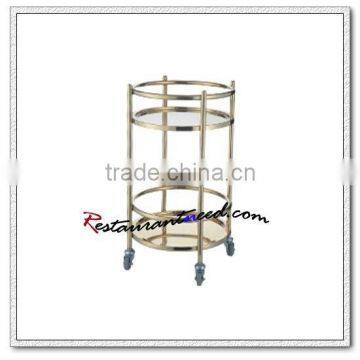 S079 Stainless Steel Service Trolley Gold-Plated Wine Service Cart