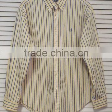 long sleeve casual cotton striped men's dress shirt