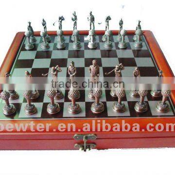 Playing Glof chess wooden board metal chessman