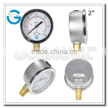 High quality 2.5inch 63mm stainless steel precision 1.6% accuracy pressure gauge