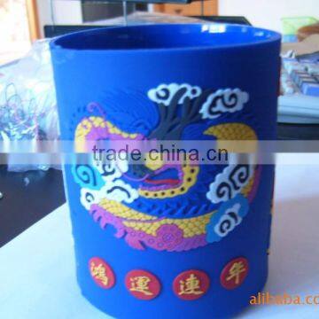 New Arrival Embossed Beautiful Flower Rubber Pen Holder photo-2