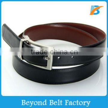 Men's 1-1/4" Black Smooth Genuine Leather Reversible Belt with Rotatable Buckle