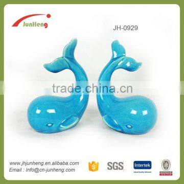 home decor glazing ceramic blue dolphin garden ornaments