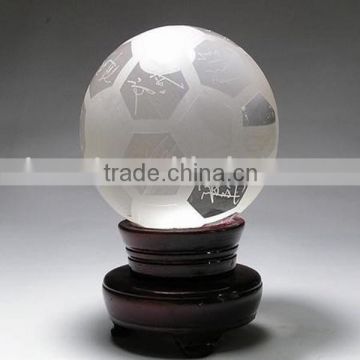 hot sale crystal football with base for home decoration