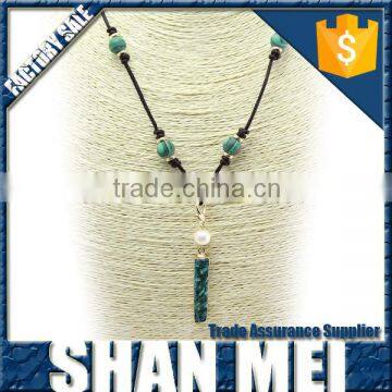 Fashion Round Malachite Beads Druzy Pendant With a Pearl Tassel Necklace Druzy