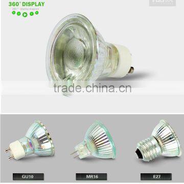 GU10 E27 MR16 Glass Led lamp COB 3W 5w 7W LED spotlight