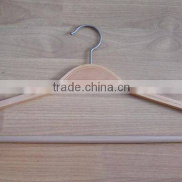 HH laminated wooden hanger with bar, cheap natural color hanger high quality hanger