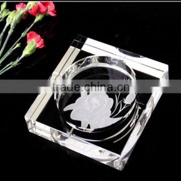 Crystal Ashtray, Cheap Round Cut Crystal Glass Ashtray for Coporate Gifts