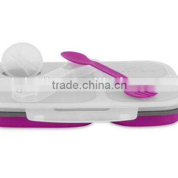 3 Compartments Lunch Box Silicone Kids Food Storage Boxes