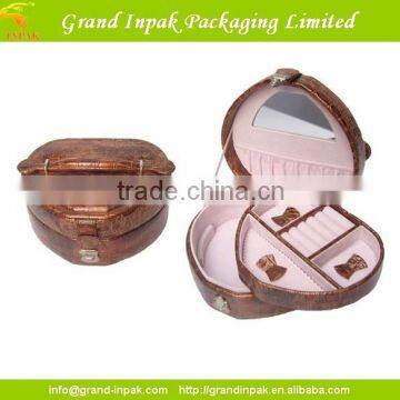 Round shape cometic leather jewelry display cases/boxes