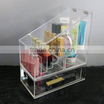 100% virgin material professional produce acrylic cosmetic case box with drawers