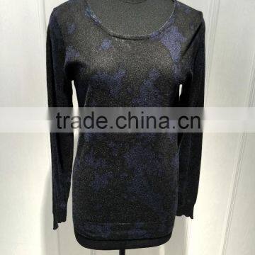 Ladies viscose/nylon/cotton/angora printing pullover