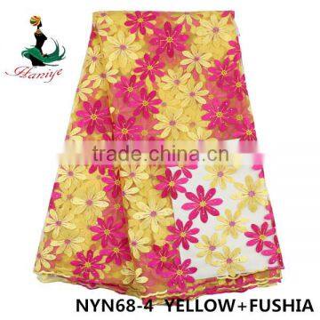 Haniye 2016 Wholesale New Embroidered Net/tulle Lace Fabric African French Net Lace for Wedding/praty /NYN68 photo-3