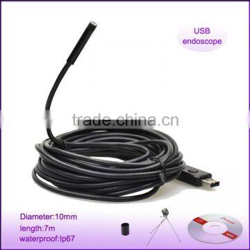 Portable dia 10mm length 7m waterproof video borescope infrared camera