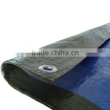 90 gram olive and blue color PE tarpaulin with aluminum eyelets