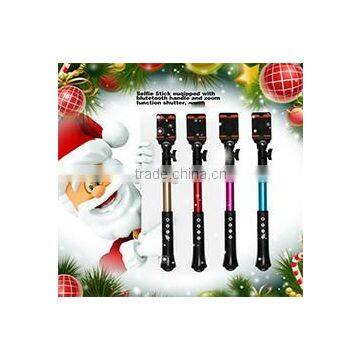 2016 hot sale Christmas present aluminum material selfie stick portable type monopod wireless and a bluetooth built in monopod