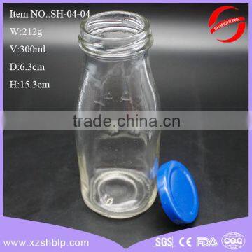 Factory Outlet milk bottle Fancy clear glass bottle Fruit juice glass bottle