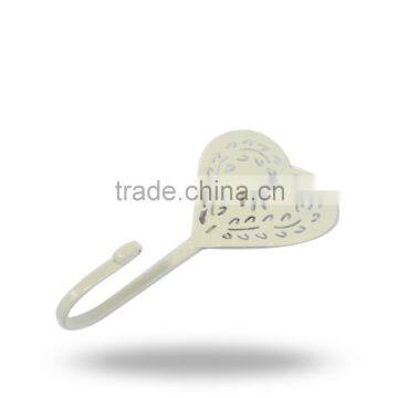 Designer White Heart Hook Metal Finish