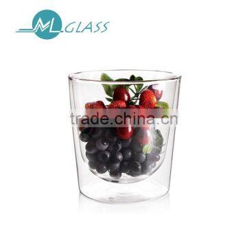 large capacity double wall glass cup ice bucket 1500ml handmade heat resistant glassware N6223