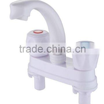 Inexpensive White Hot Cold Double Plastic Basin Faucet photo-4