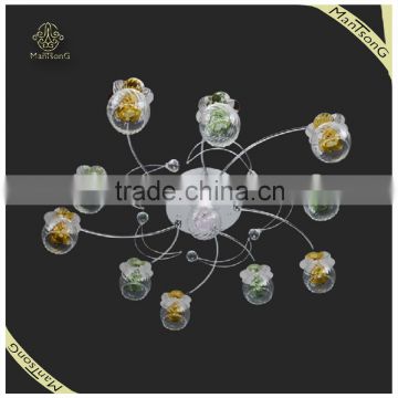 Colorful Glass Decor Chromed Iron Ceiling Lamps Modern Crystal Lighting , Flower LED Ceiling Lamps