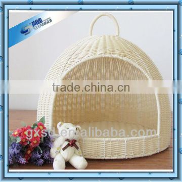 Cheap plastic rattan oval white pet kennel plastic pet basket