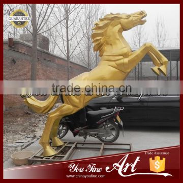 Outdoor Life Size Golden Horse Stainless Steel Sculpture