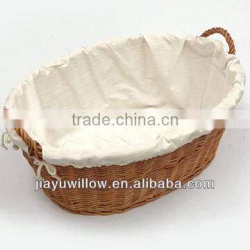 Wicker Willow Lined Bread Basket With Neat Liner