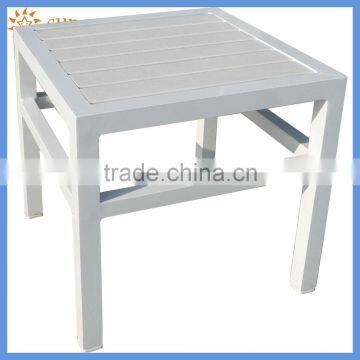 White Aluminium Frame Imitation Wood Small Table WL4040