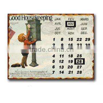 Decorative Vintage Metal Sign Antique Metal Plaque Calendar Metal Wall Plaque