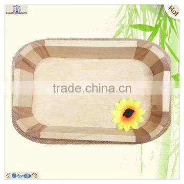Handle Hole Heart Carving Waving Edge Wooden Tray photo-5
