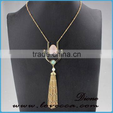 2017 Turquoise Stone Tassel Necklace Long Stone Tassel Necklace photo-2