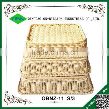 Rectangular Hand Weaving Plastic Rattan Basket for Bread photo-6