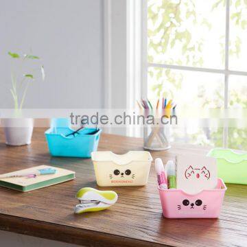 Cute Cartoon Cat Design Plastic Desktop Storage Box photo-4