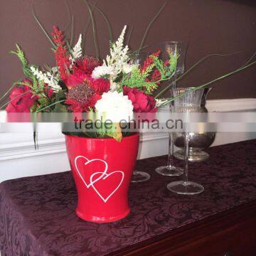 Home and Garden Decorations Plant Pots Red Ceramic Vase With White Interlocking Hearts photo-6